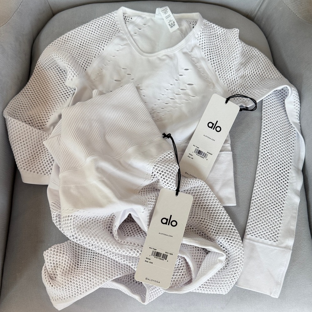 ALO Yoga Kids Mesh White Leggings